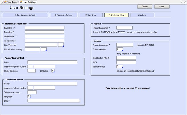 Electronic Filing Defaults